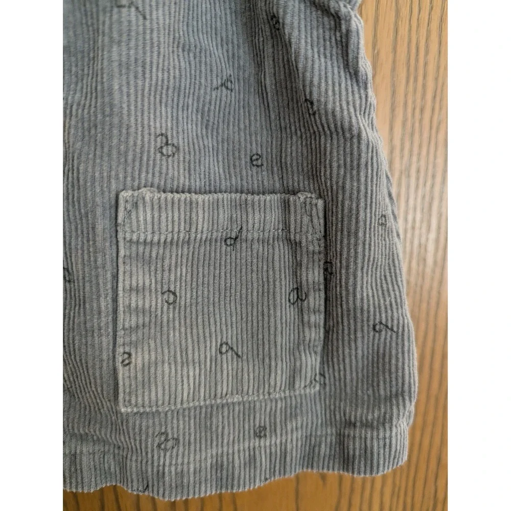 Zara Baby Grey Corduroy Pinafore Dress Alphabet Print Floral Lining 3-6 Months